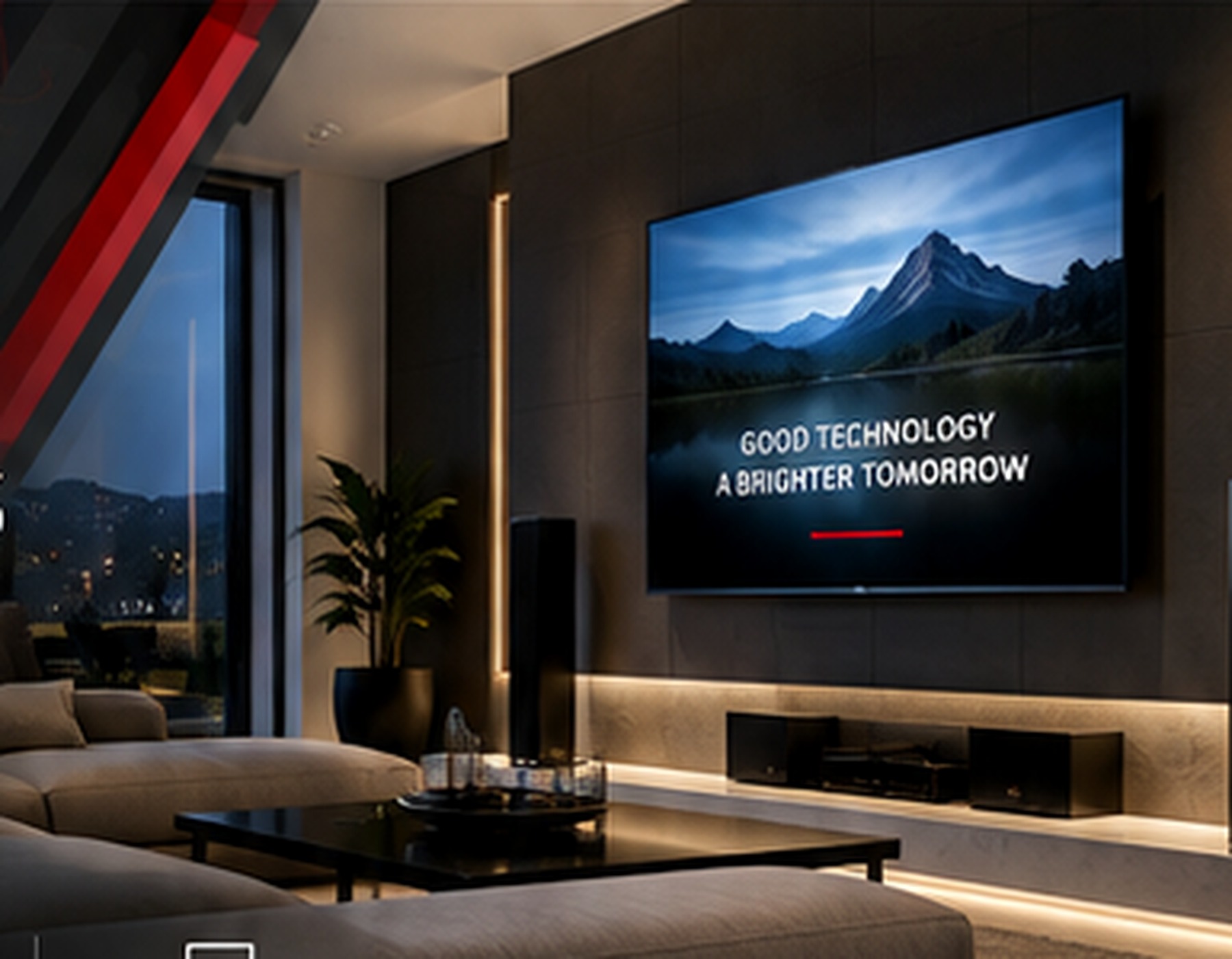 Modern professionally integrated living room audio video system